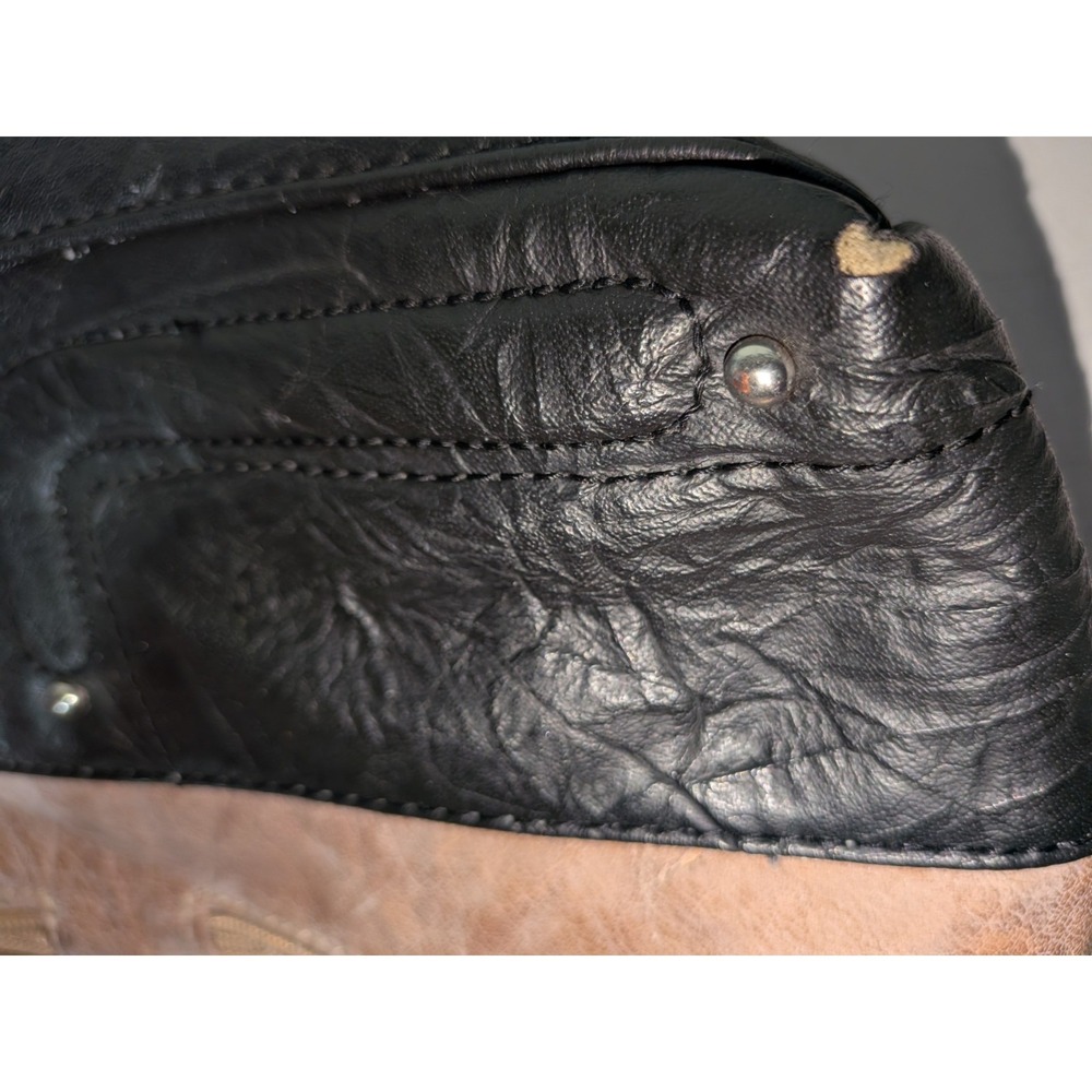 Stone Mountain Colorblock Shoulder Bag Black/Beige Zip Pockets Silver Hardware - Picture 9 of 16